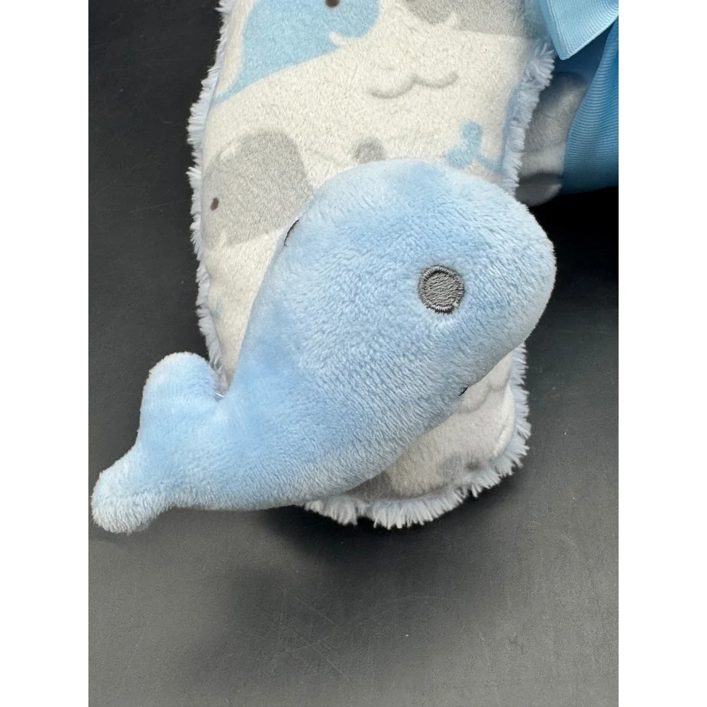 Petite L'Amour Baby Blanket Travel Pillow Whale 30x40 NWT Plush Security Blanket